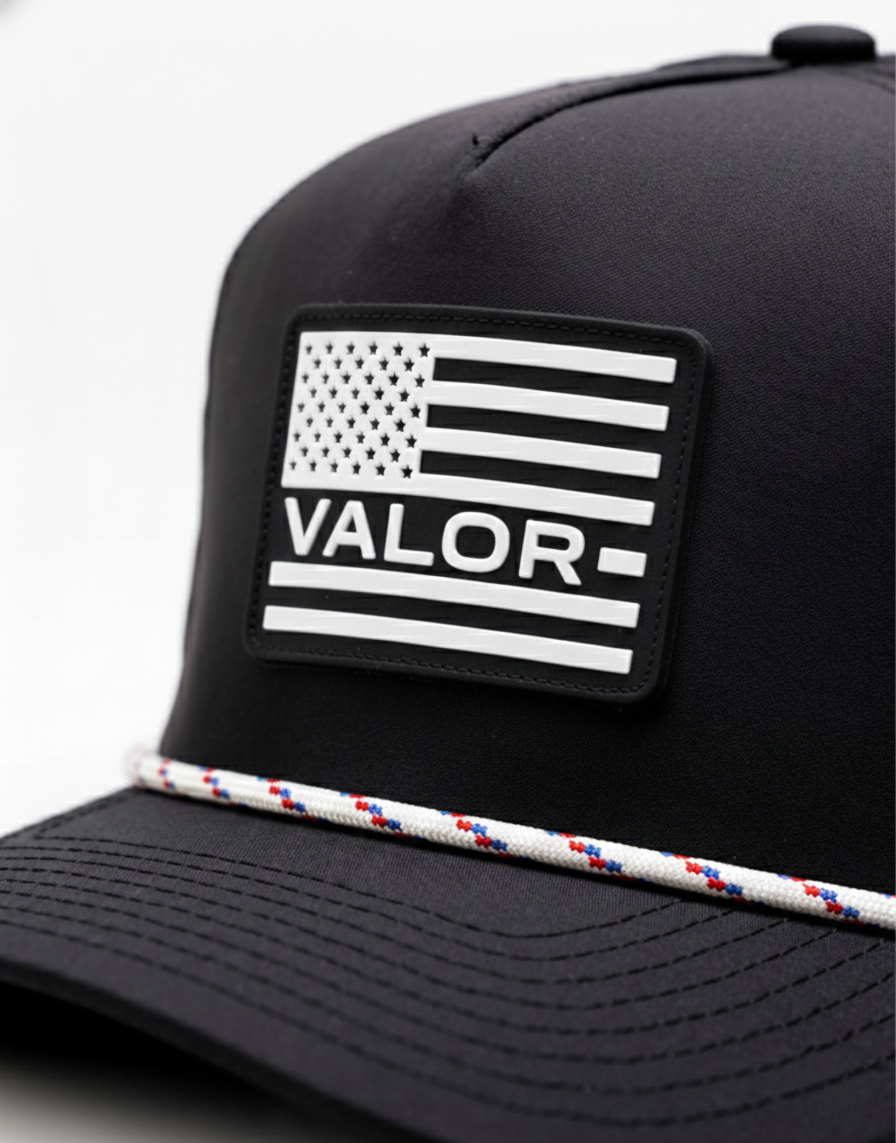 Valor Black USA Flag Hat
