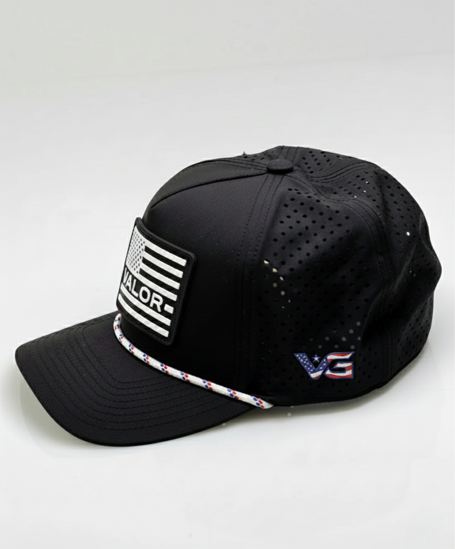 Valor Black USA Flag Hat