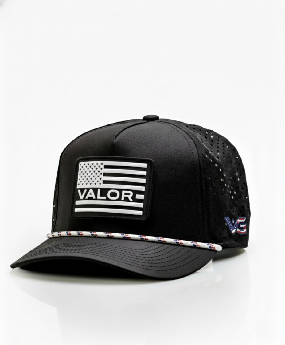 Valor Black USA Flag Hat